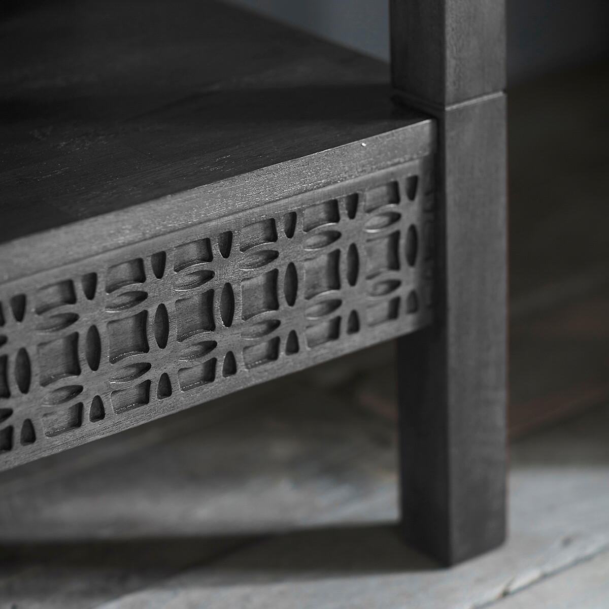 Barauni Boho Carved Wood Clothes Rail black, ÉDITÉ