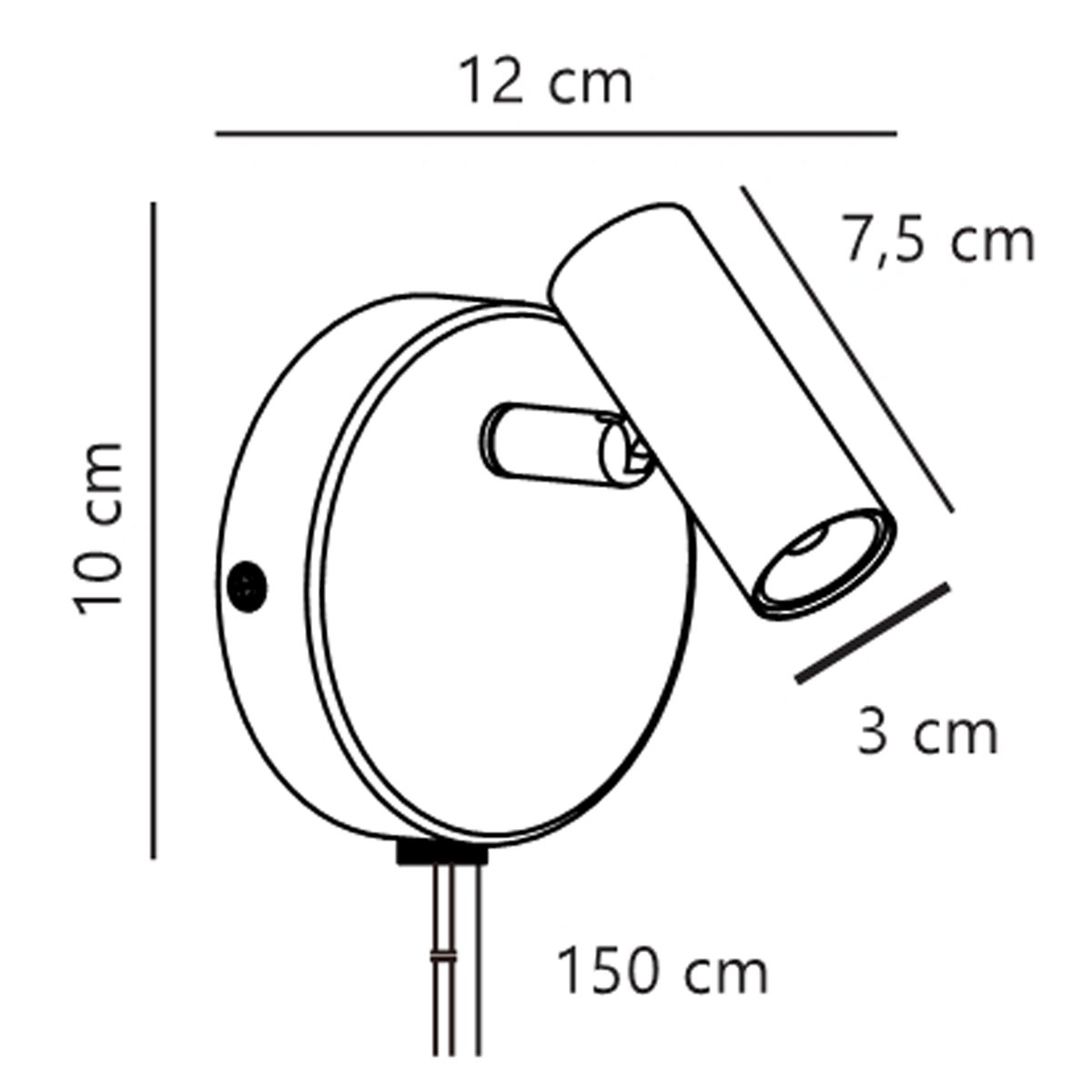 Applique murale spot rond orientable minimaliste en métal, OMARI blanc, NORDLUX