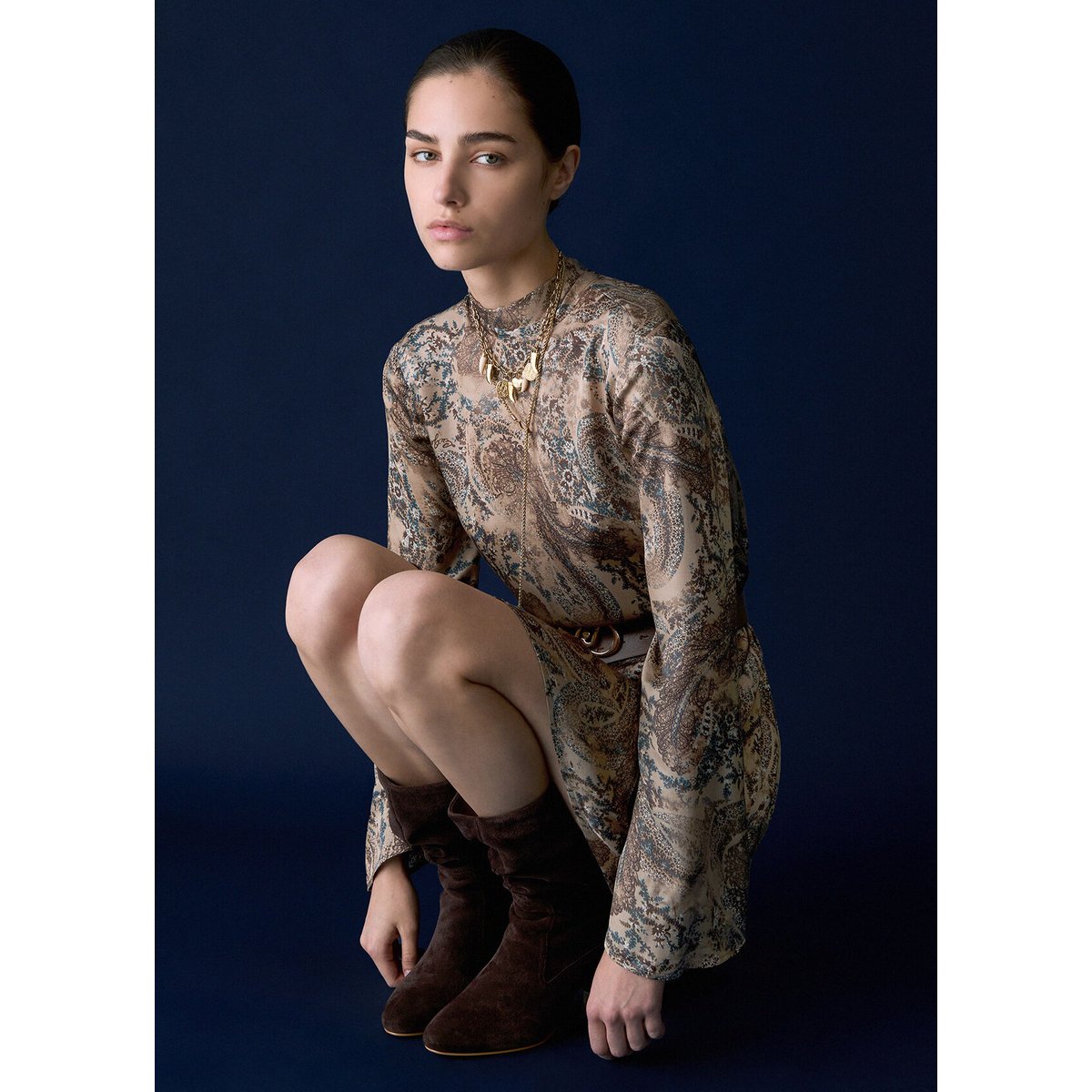 Robe Courte en Satin Imprimé cachemire, LIU JO