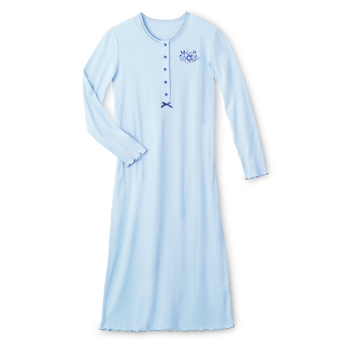 Chemise de nuit longue coton bleu, DAXON