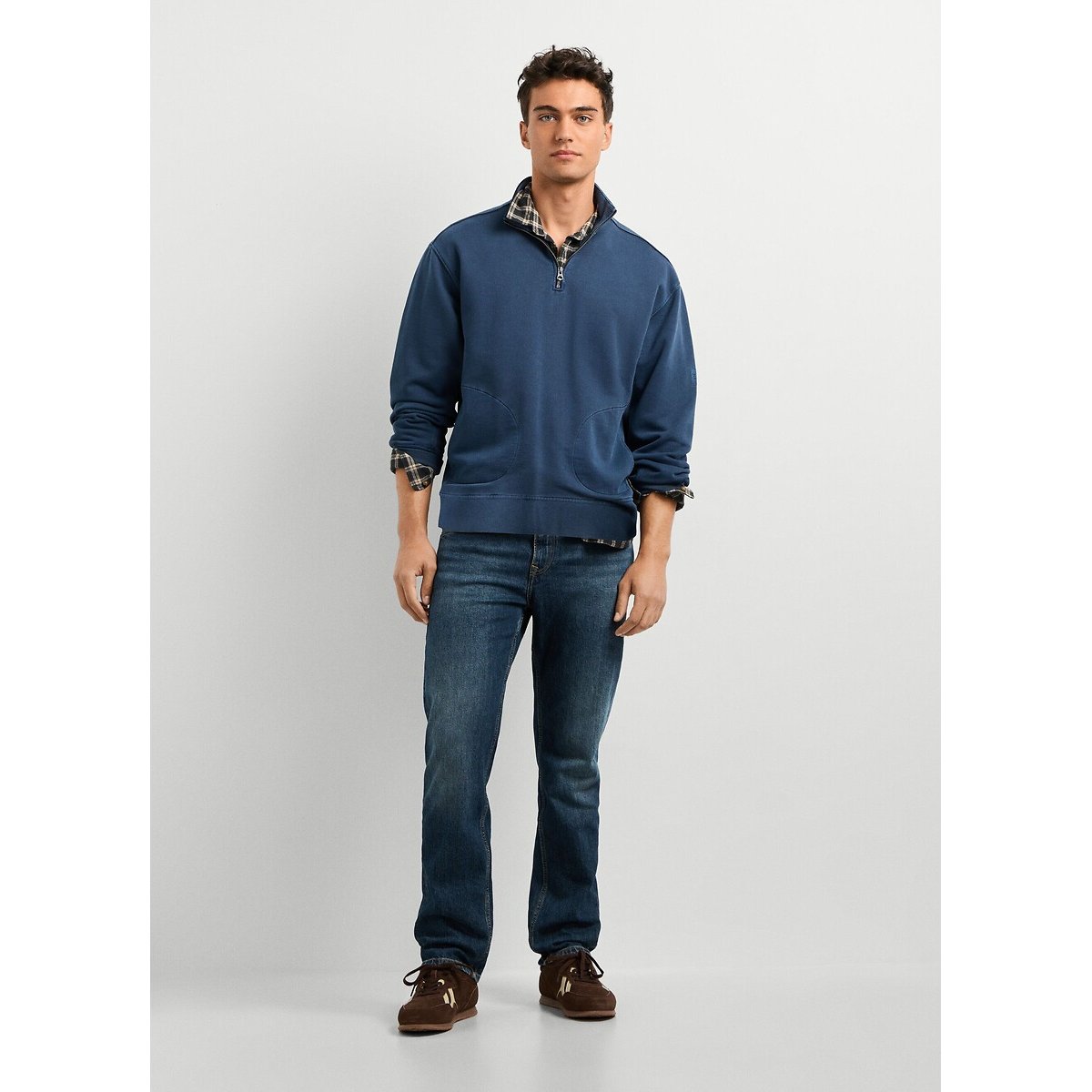 Sudadera con cremallera y cuello alto azul , PEPE JEANS