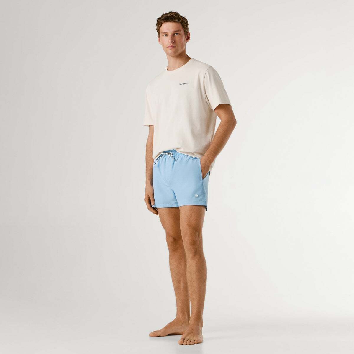Short De Bain Logo Circulaire bleu oxford, PEPE JEANS