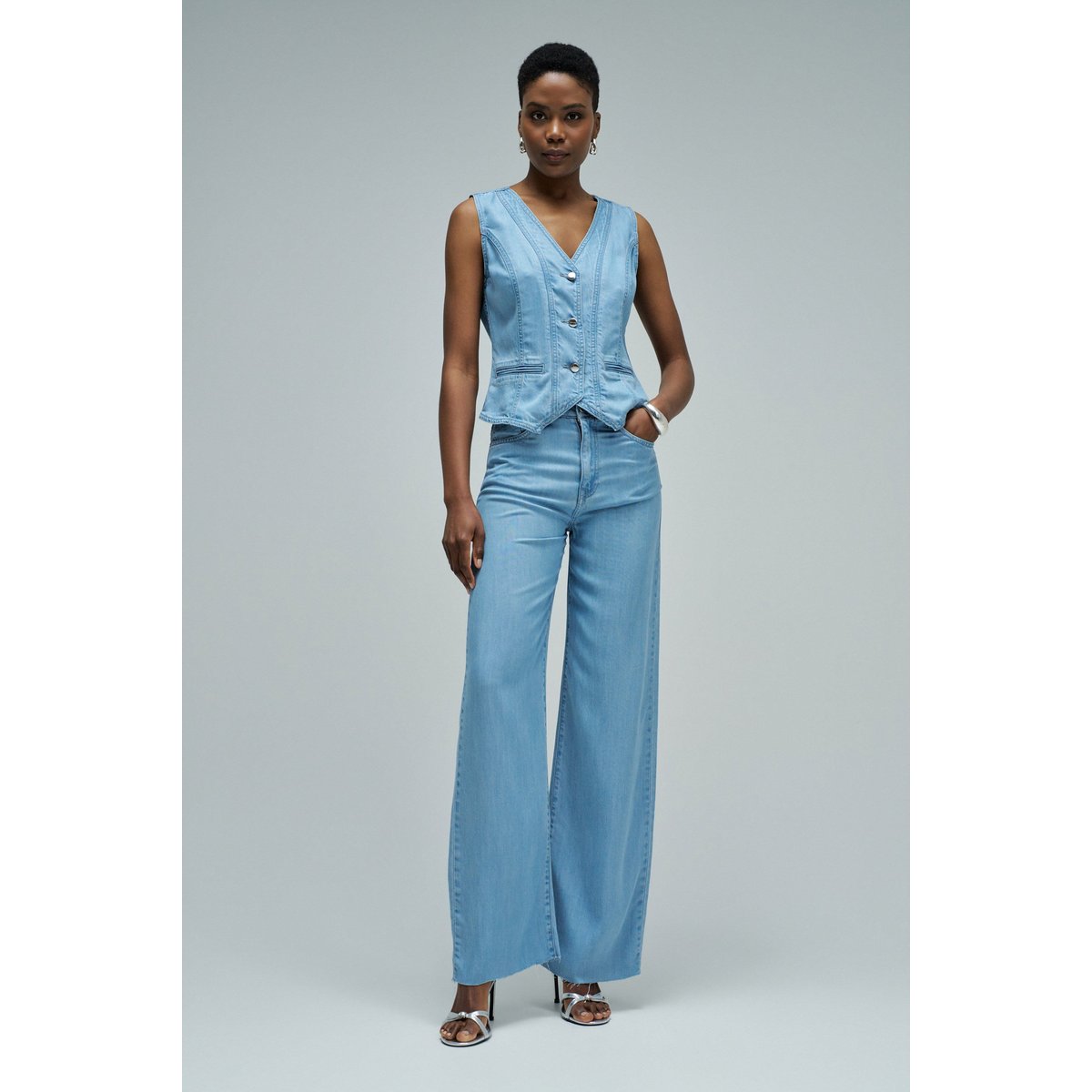 GILET EN LIGHTDENIM bleu, SALSA JEANS