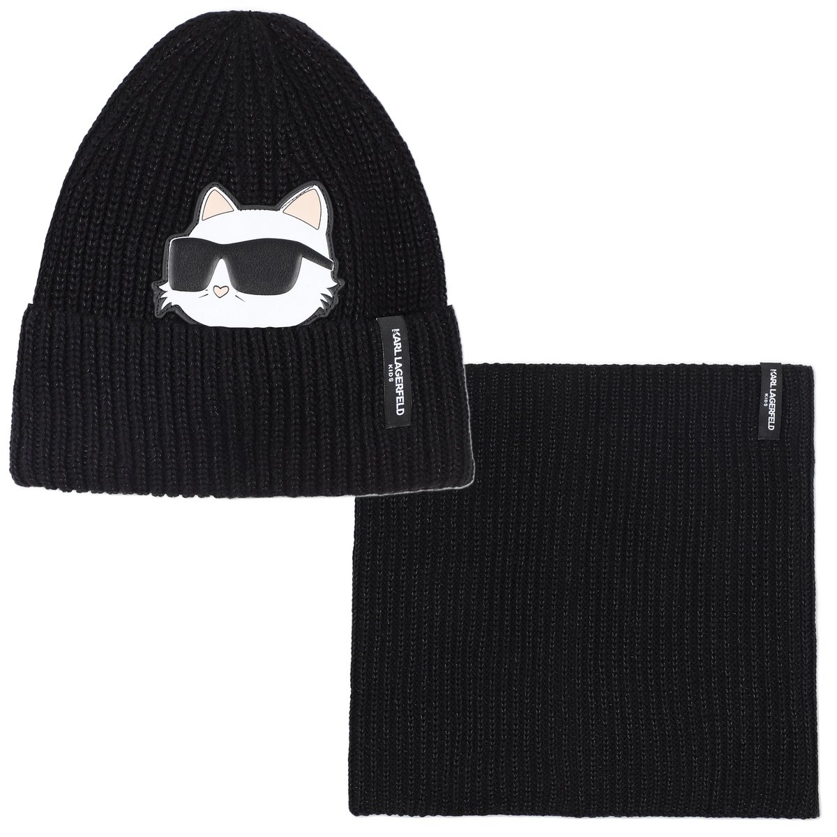 Chapeau d’ensemble + chauffe-manche black, KARL LAGERFELD KIDS