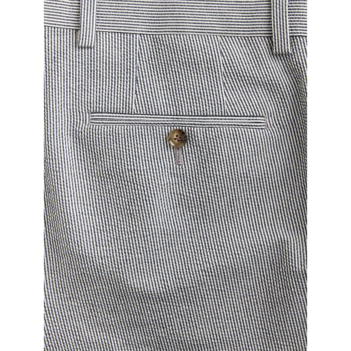 Pantalon de costume ajusté rayé en seersucker signature bleu, NEXT