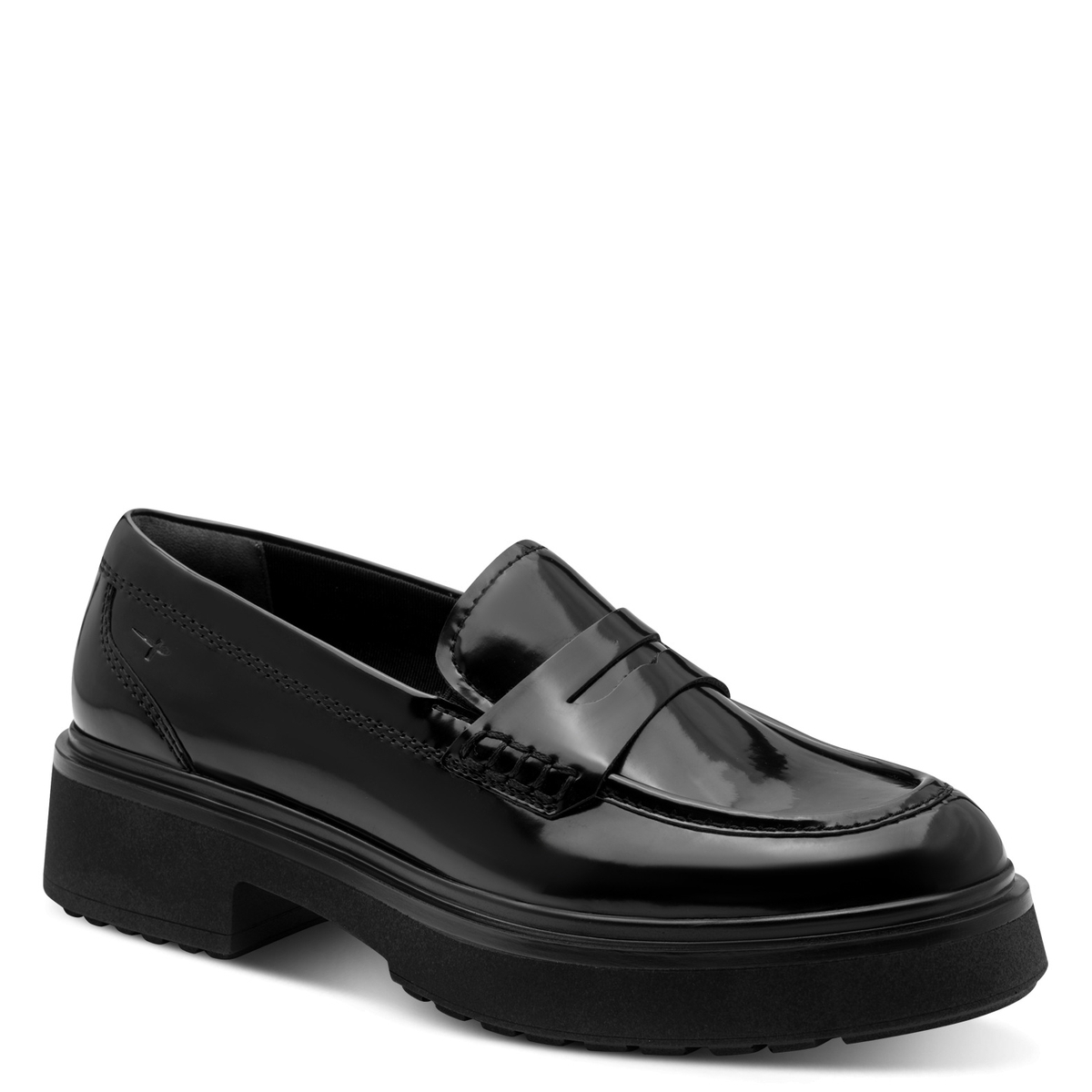 Mocassins vernis à semelle épaisse noir, TAMARIS