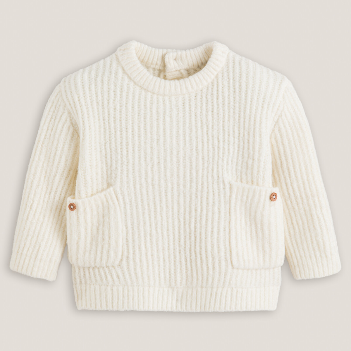 Pull col rond en grosse maille ecru, LA REDOUTE COLLECTIONS