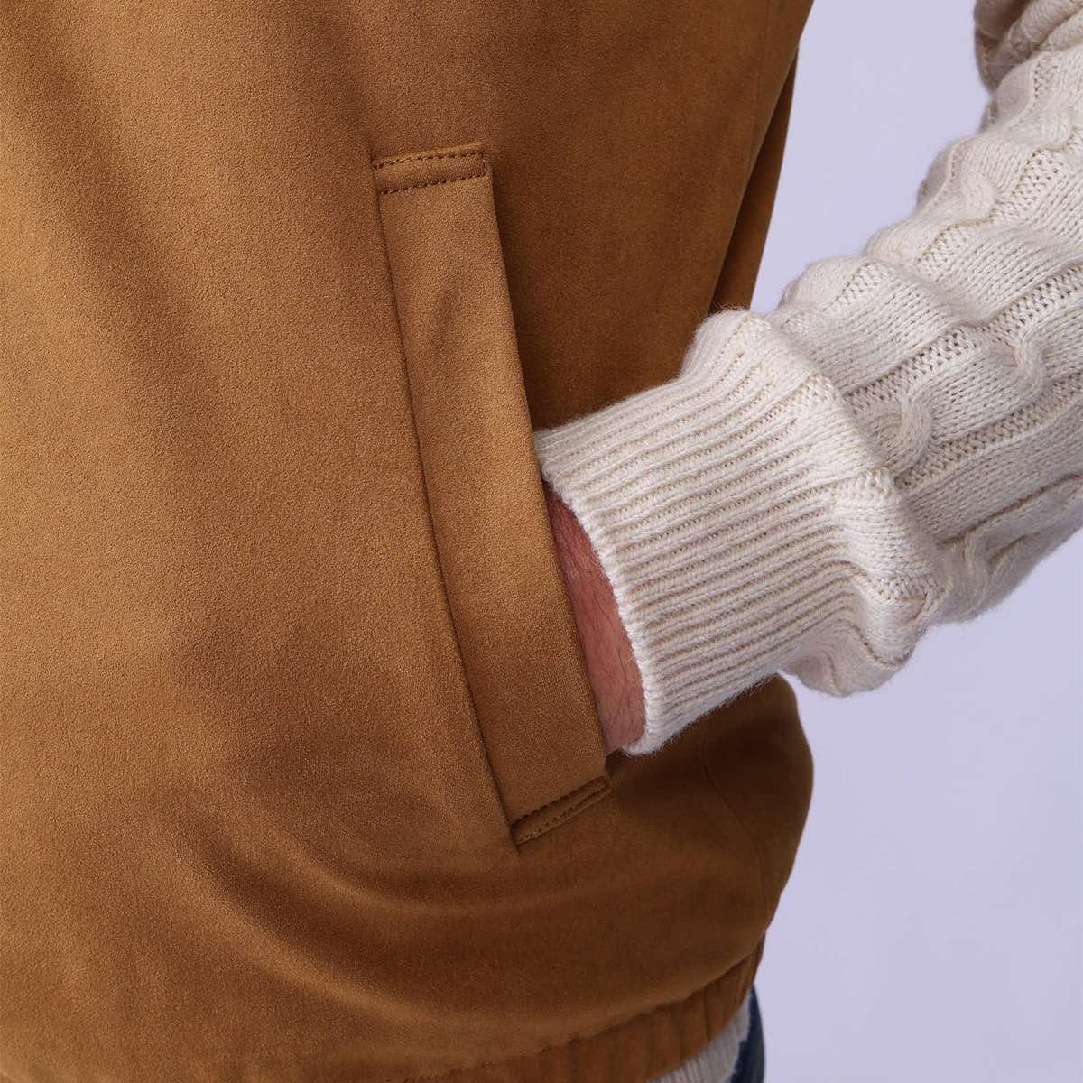 Veste suédine sans manches camel, MISE AU GREEN