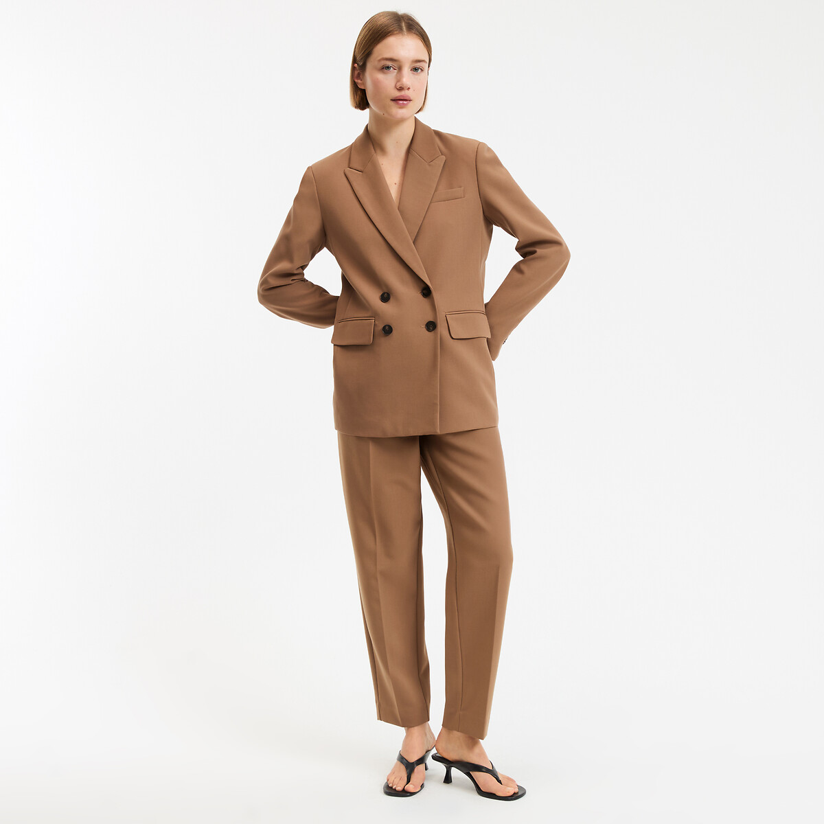 Blazer coupe ample marron camel, LA REDOUTE COLLECTIONS