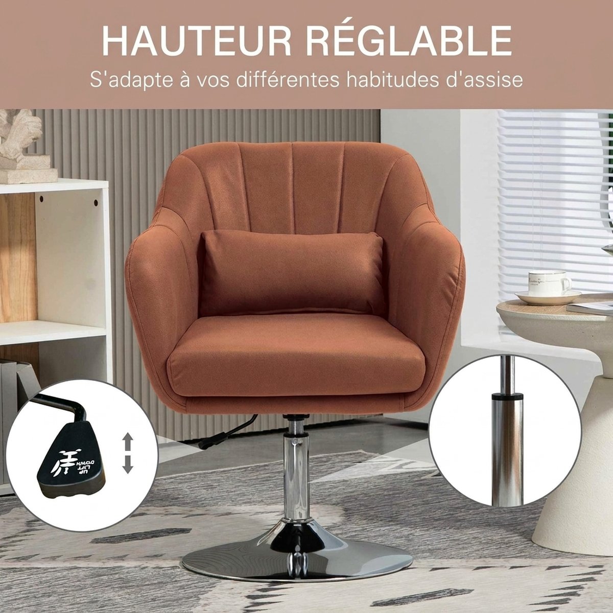 Accent Chair Tissu microfibre (100% marron, HOMCOM