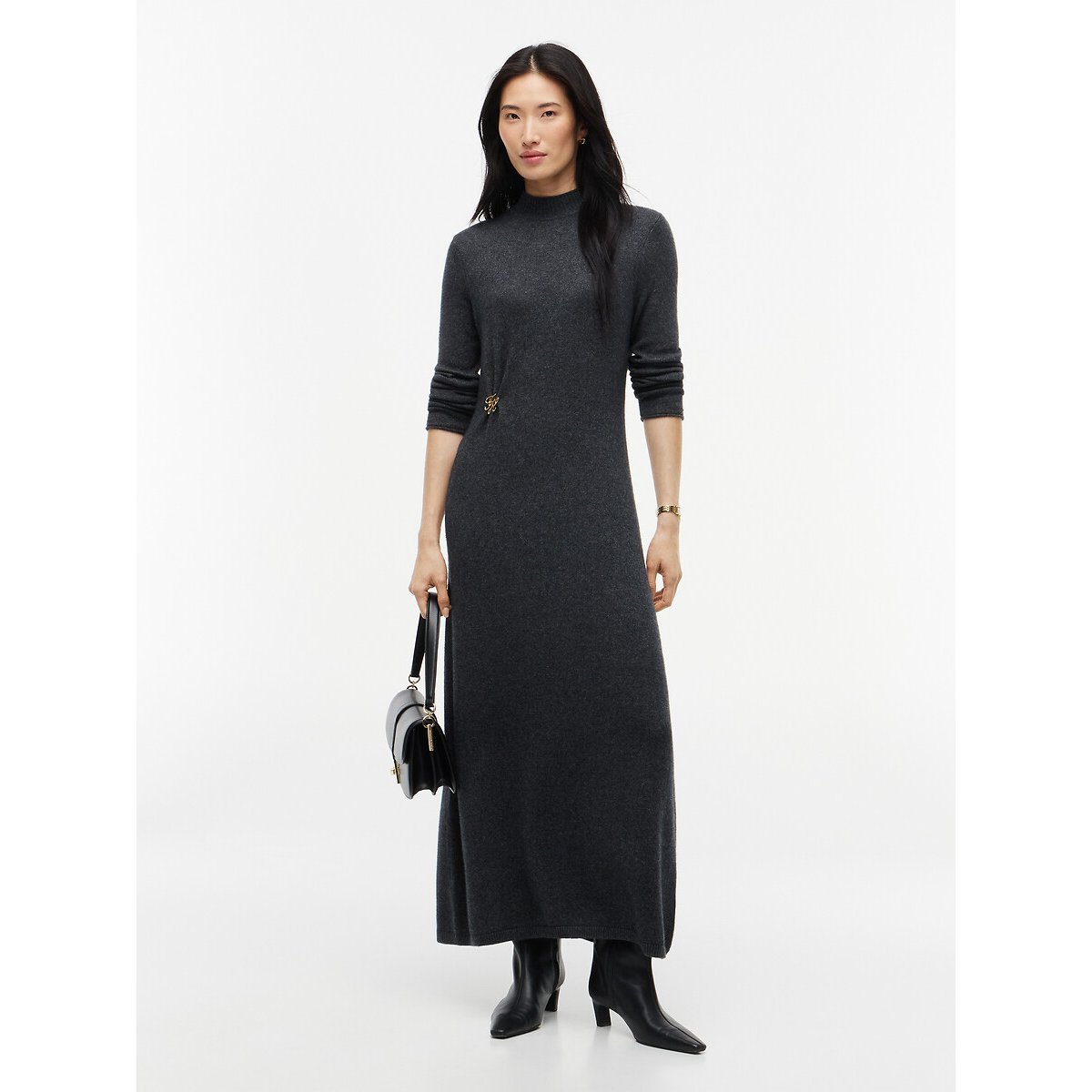 Robe longue en maille en laine gris foncé, TOMMY HILFIGER
