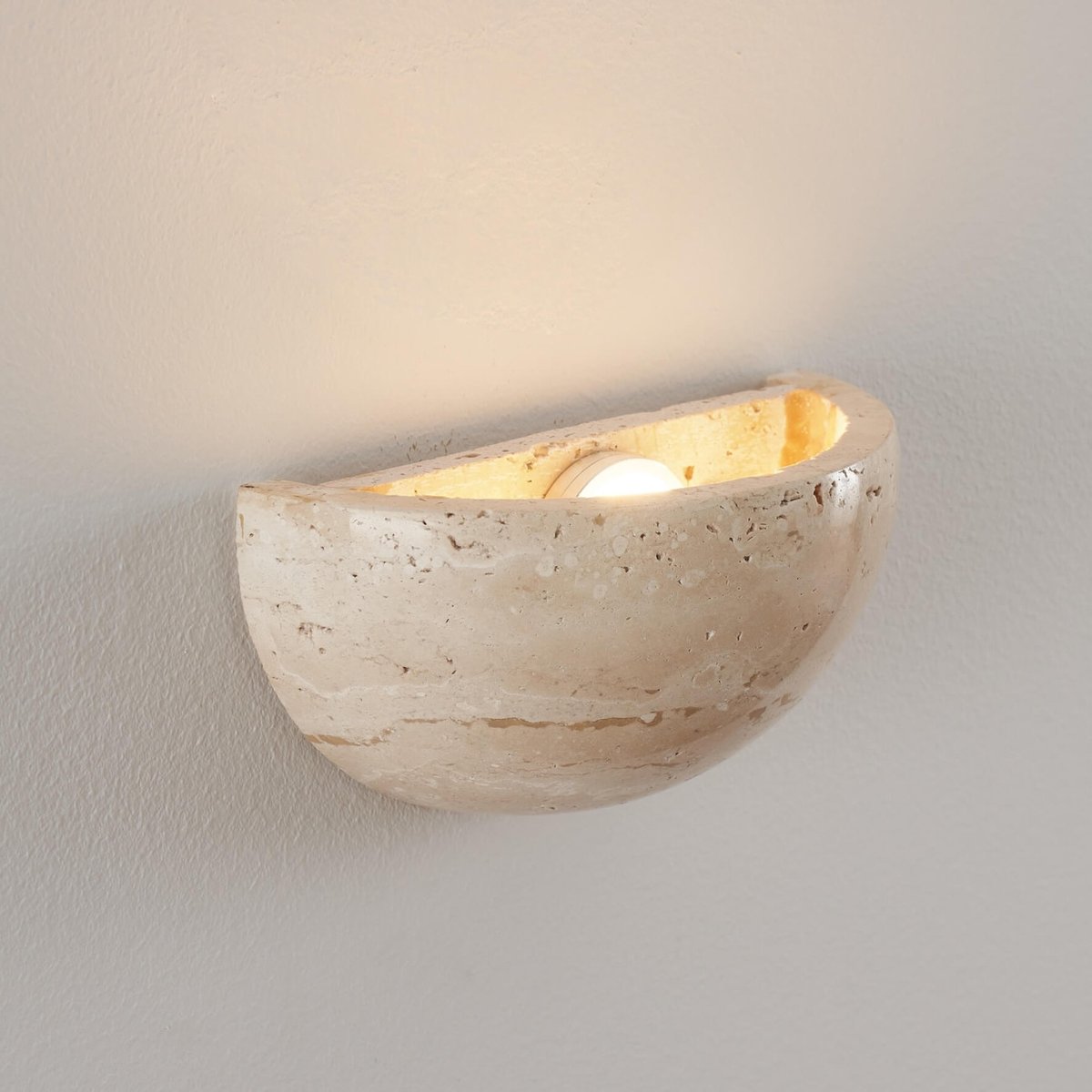Applique LED demi-sphère travertin - SÈVE beige, KOSILUM