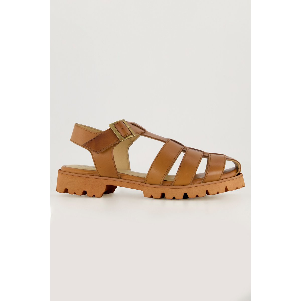 Sandales en cuir. Effet tressé - largeur H , pied large marron, ULLA POPKEN
