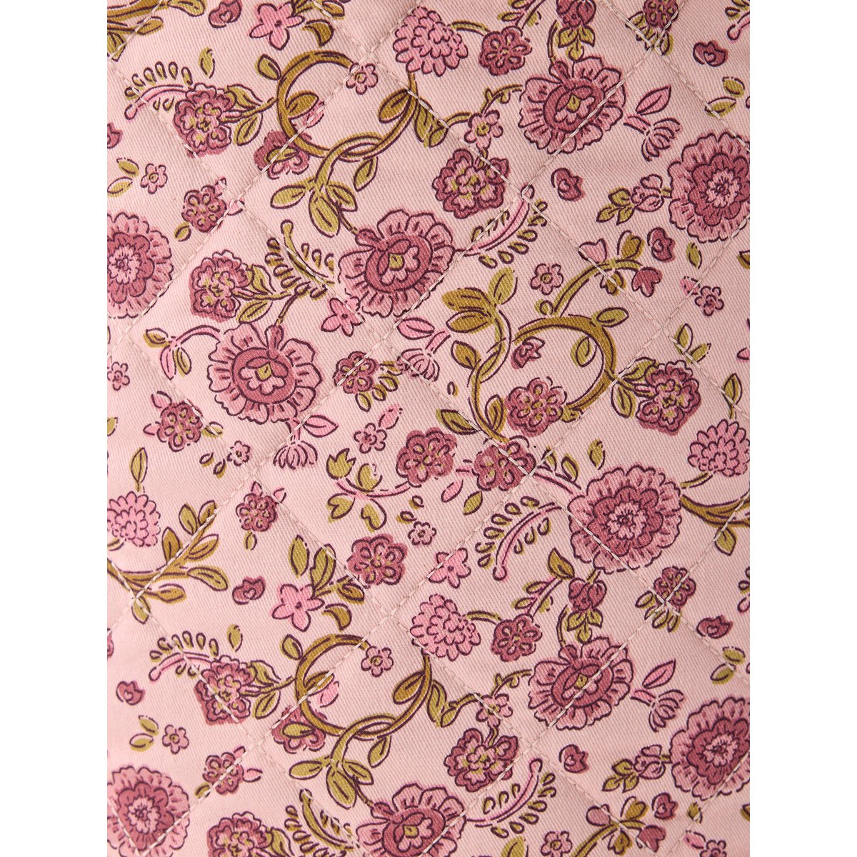 Panier matelassé imprimé fleurs rose, VERTBAUDET