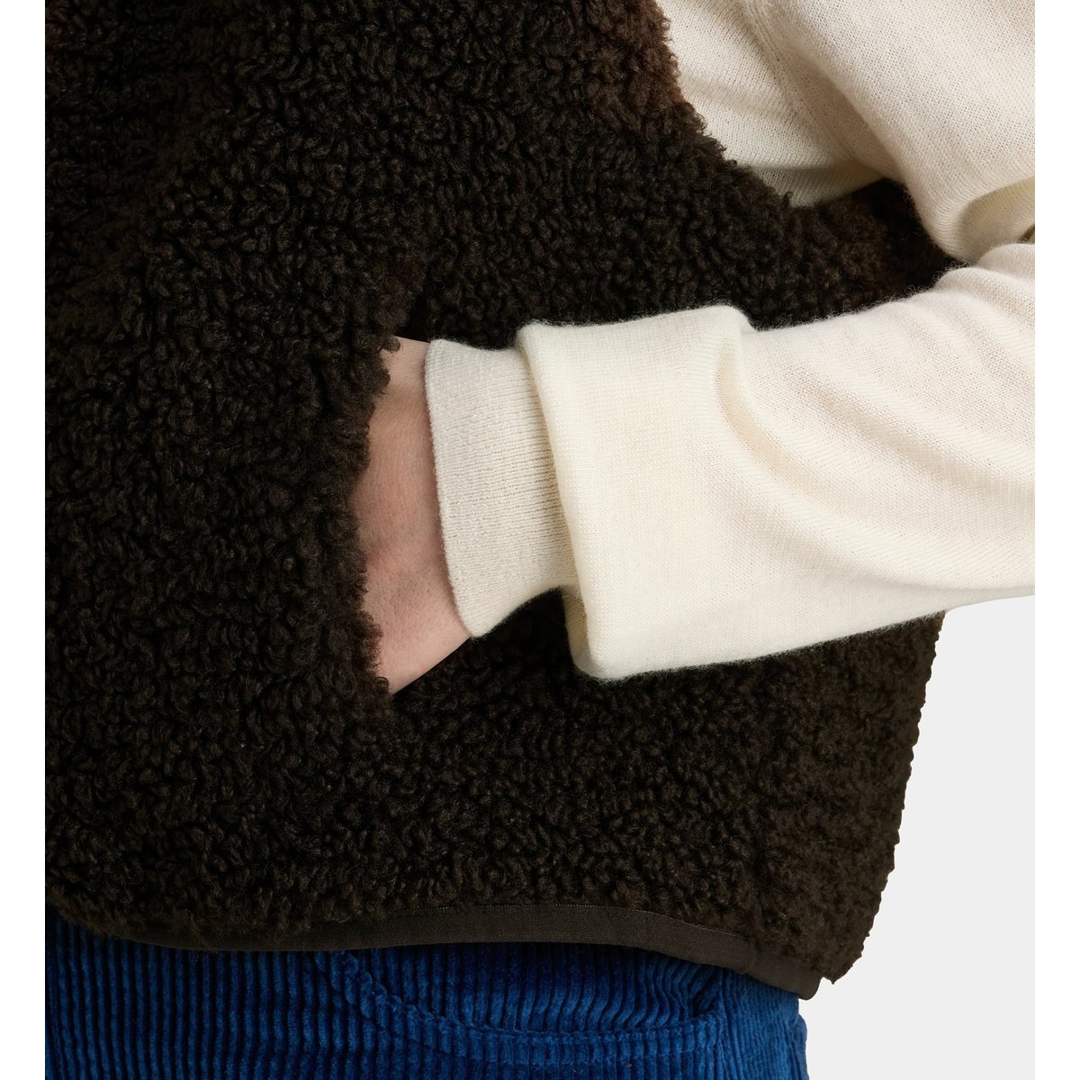 Gilet sans manches bambi façon sherpa marron chocolat, GALERIES LAFAYETTE