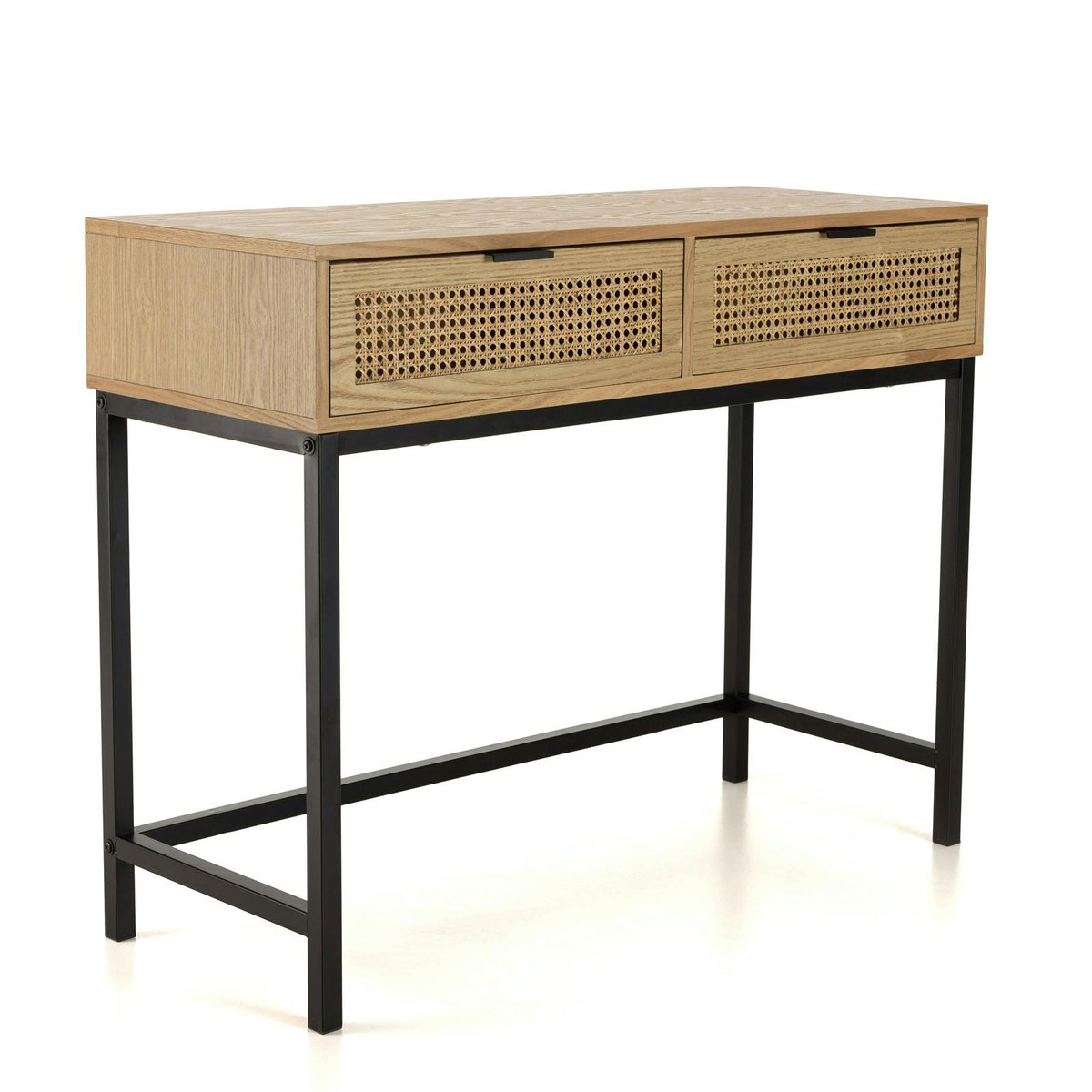 Console 2 tiroirs en cannage rotin naturel PALMA bois naturel, PIER IMPORT