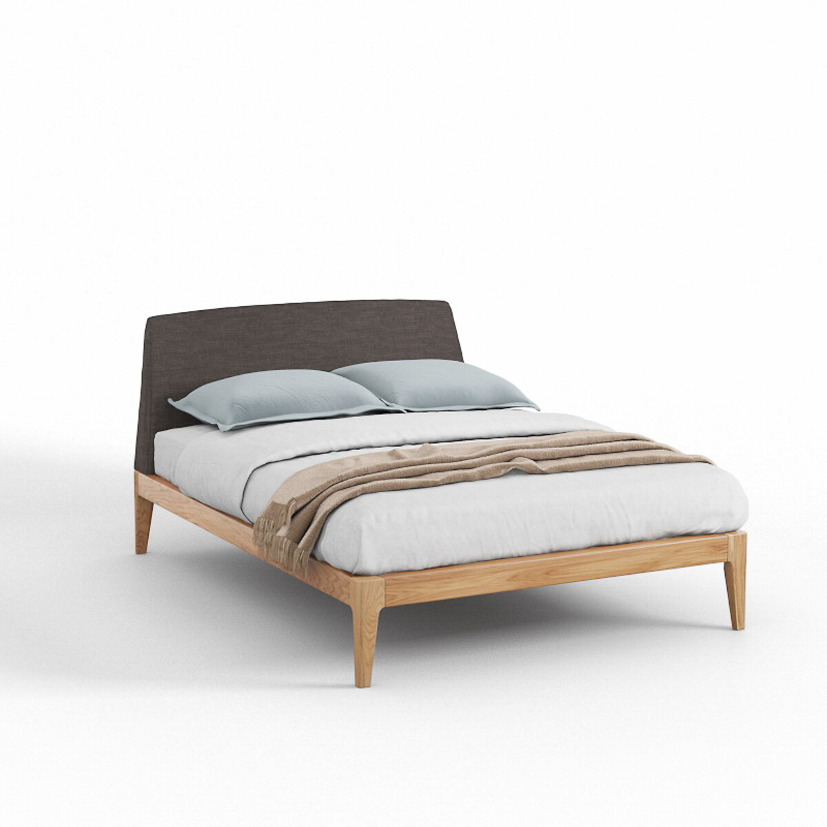 Lit avec sommier, Agura gris/bois, LA REDOUTE INTERIEURS