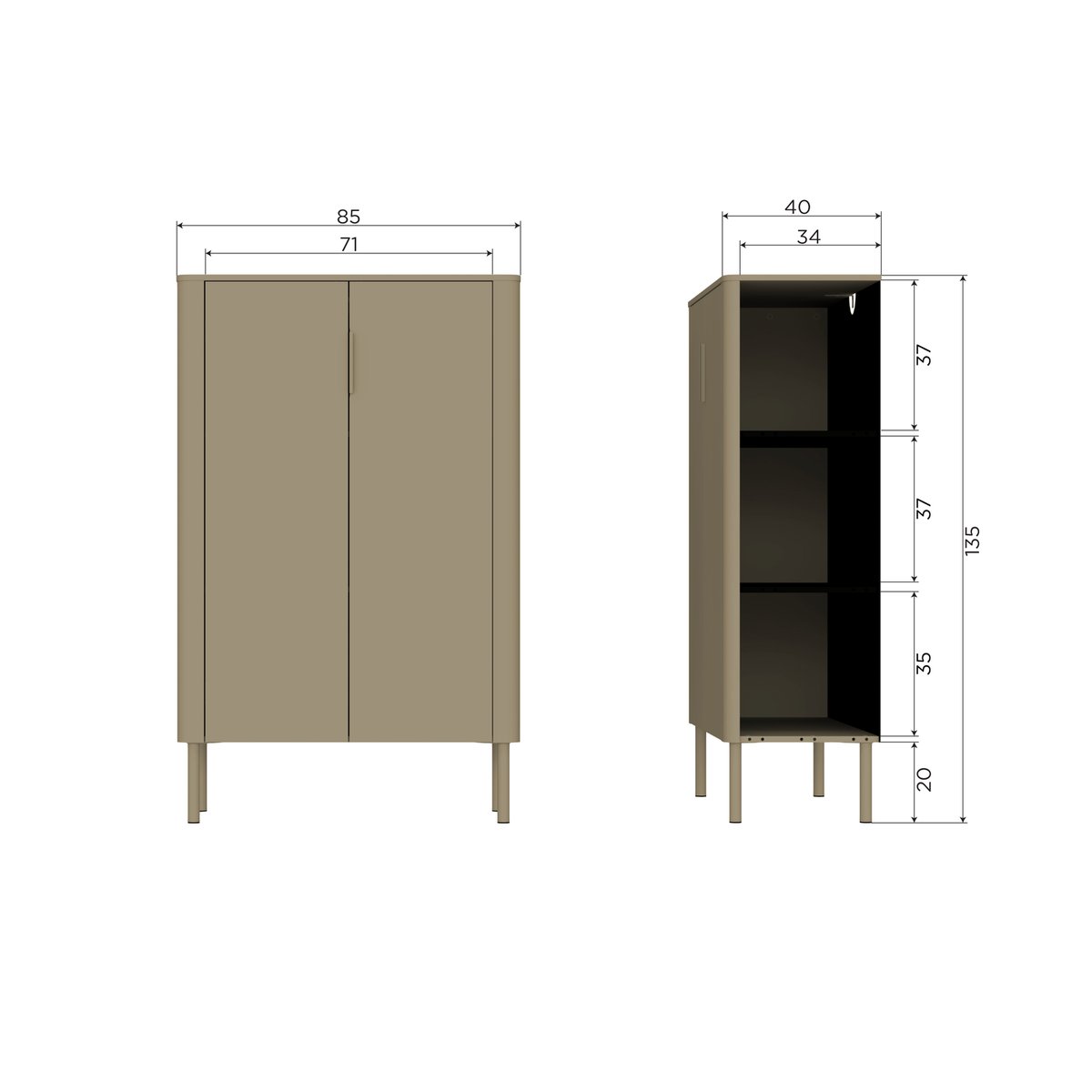 Armoire 2 portes en pin GUNNAR noir, WOOOD