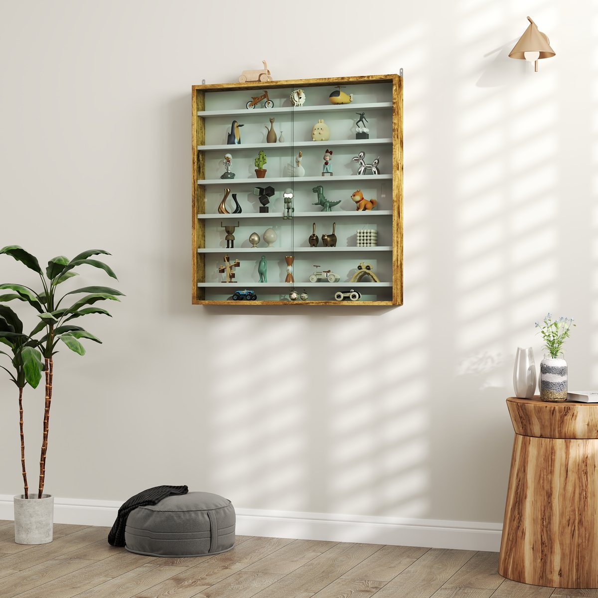 Vitrine Panneau de particules Chêne beige, HOMCOM