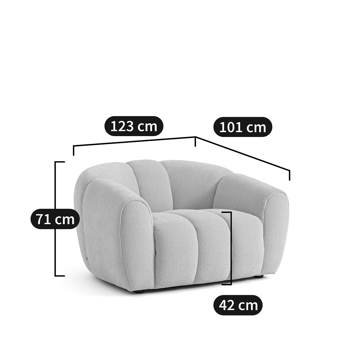 Fauteuil Crêpé, Tylan gris éléphant, AM.PM