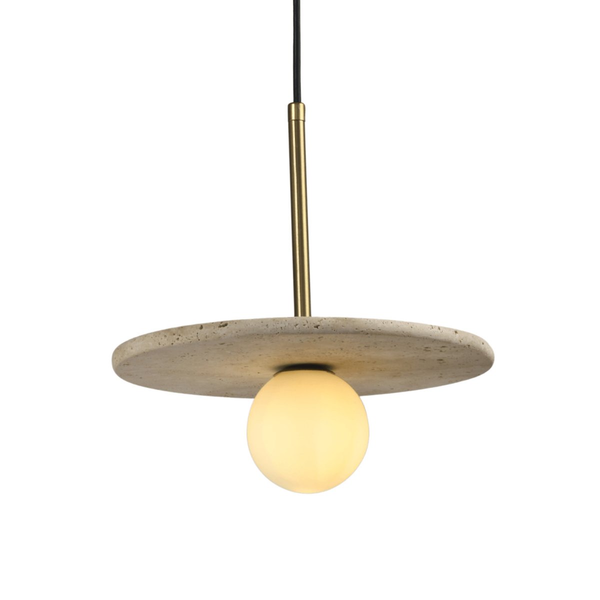 Suspension travertin et globe opale - SILVIA beige et blanc, KOSILUM