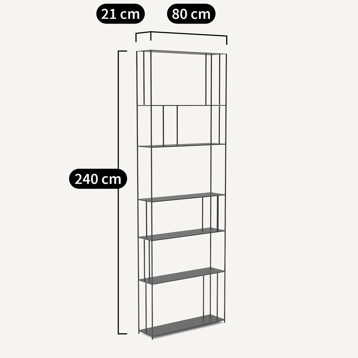 Bibliothèque métal acier H240 cm, Parallel XL slim noir, AM.PM