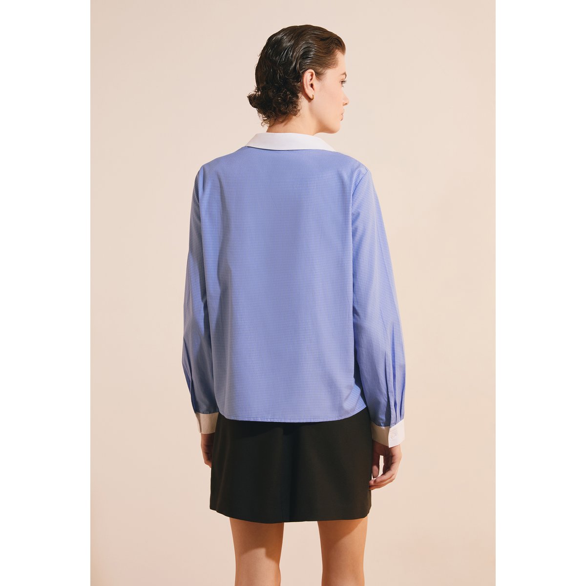 Chemise à petits carreaux et col contrasté CABANA CRX bleu, ETAM
