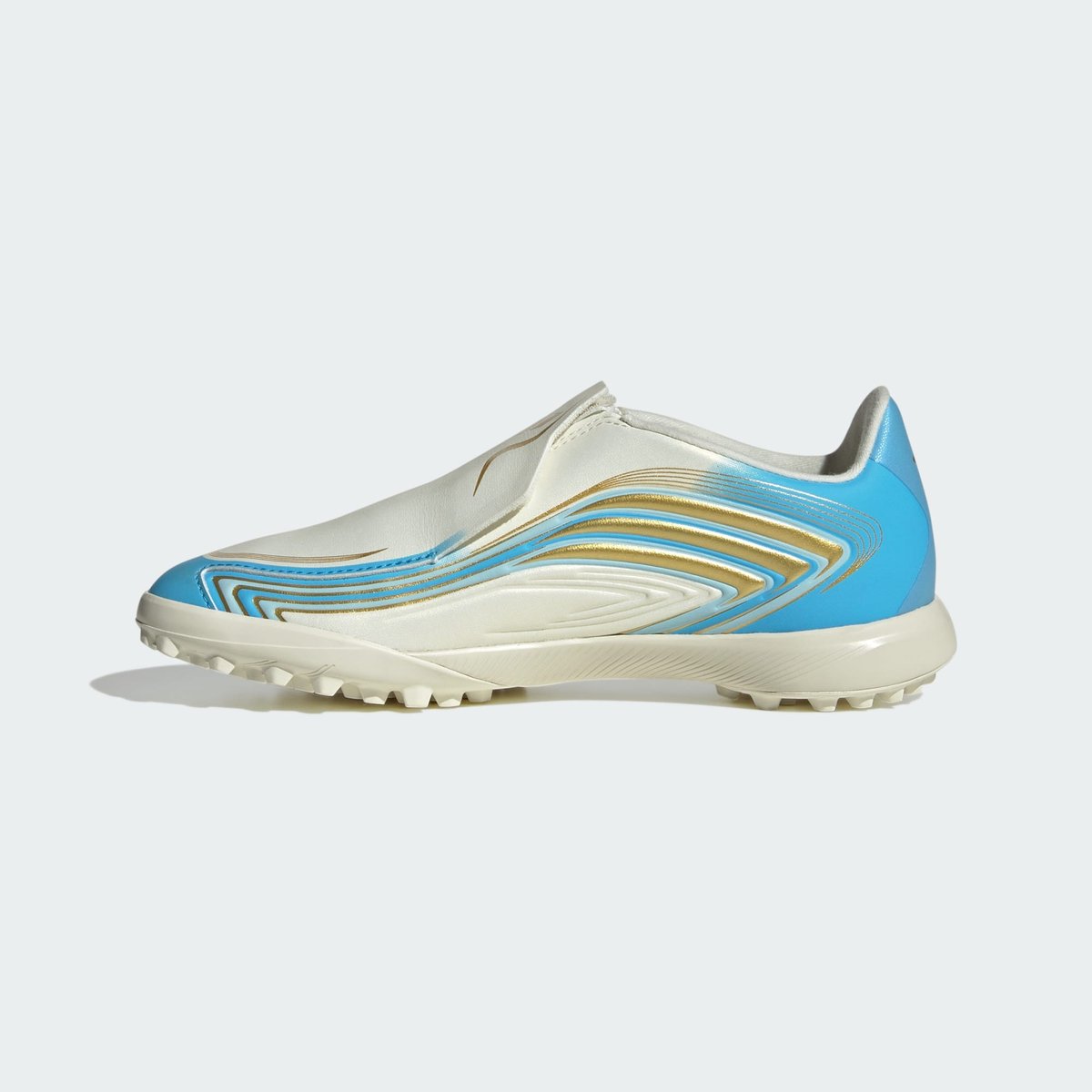 Chaussure De Football Sans Lacets F50 Messi League Terrain Turf Enfants Chaussure De Football Sans Lacets F50 Messi League Terrain Turf Enfants ivory / semi blue burst / icey blue, adidas Performance