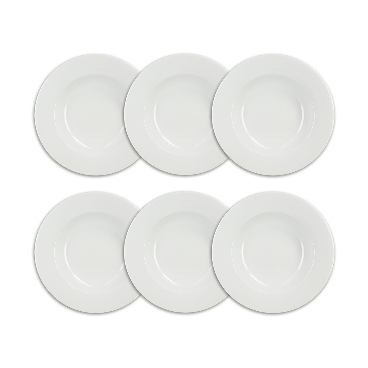 Lot de 6 assiettes creuses 22,5cm en porcelaine, THERA blanc, OGO LIVING
