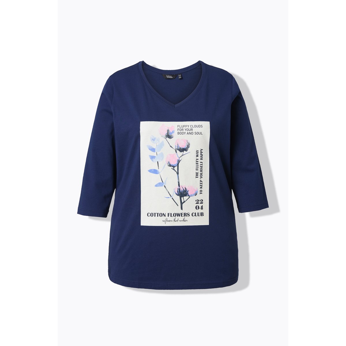 T-shirt motif branche de coton bleu encre, ULLA POPKEN