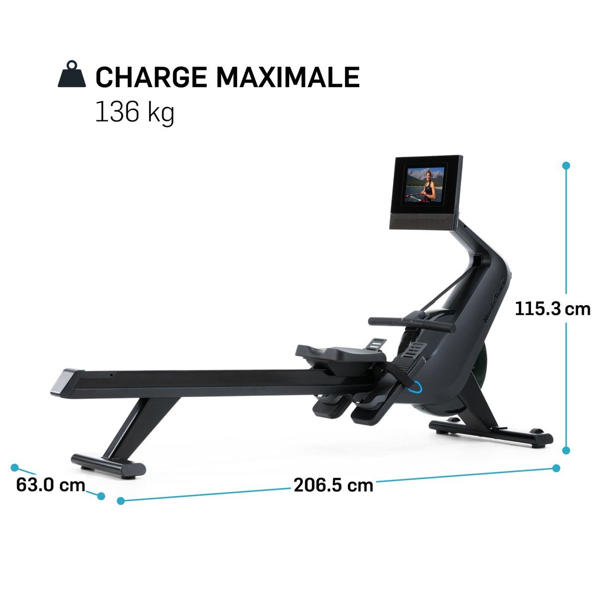 Rameur RW700 Résistance Magnétique / Écran HD Coaching iFIT noir, NORDICTRACK