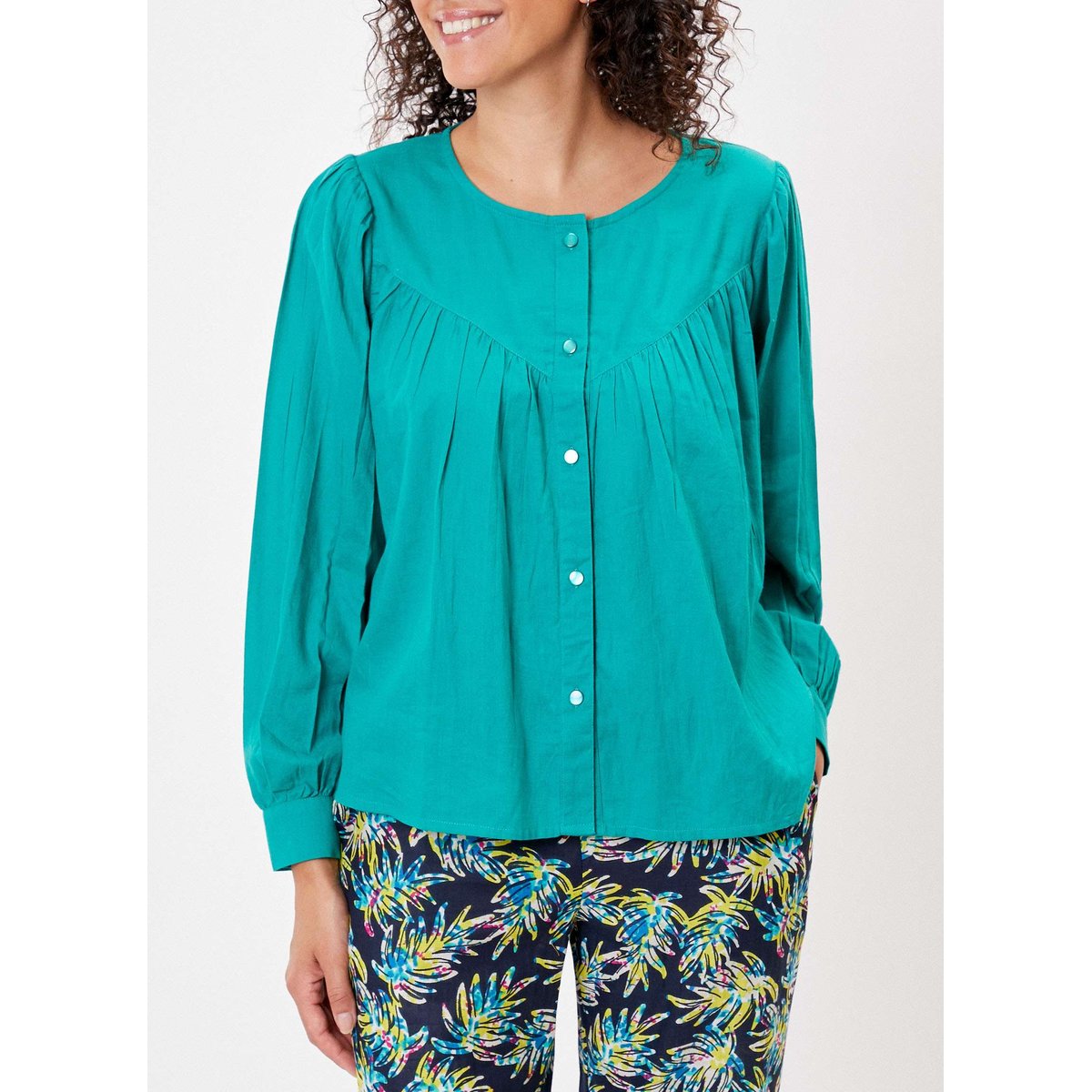 Blouse ample coton bio SVANA vert porcelaine, LA FIANCÉE