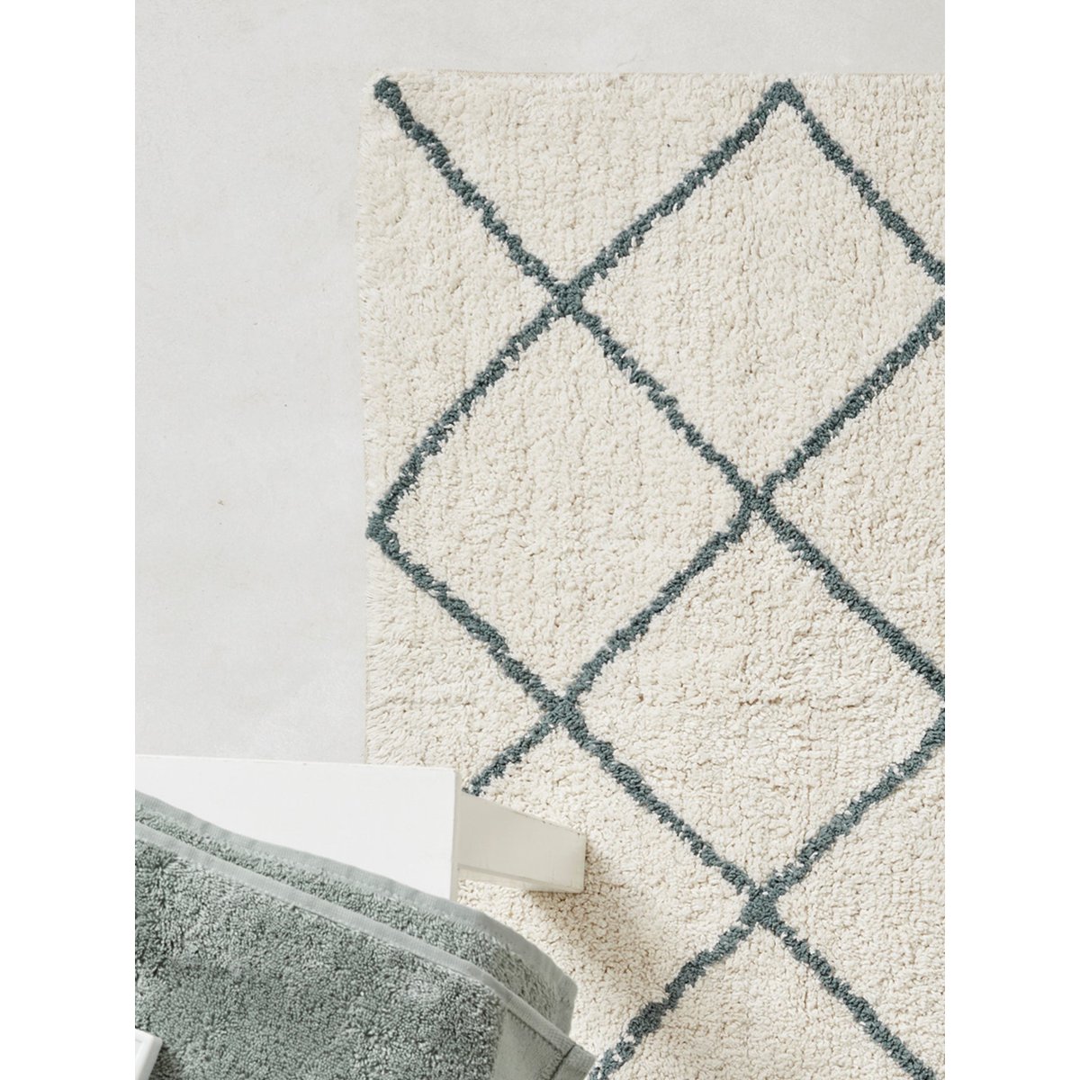 Tapis de bain croisillons bleu grise, CYRILLUS