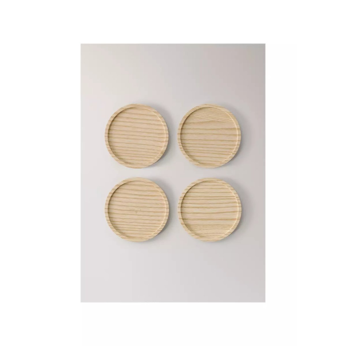 Lot 4 dessous de verre en bois de frêne sable, MANGO HOME