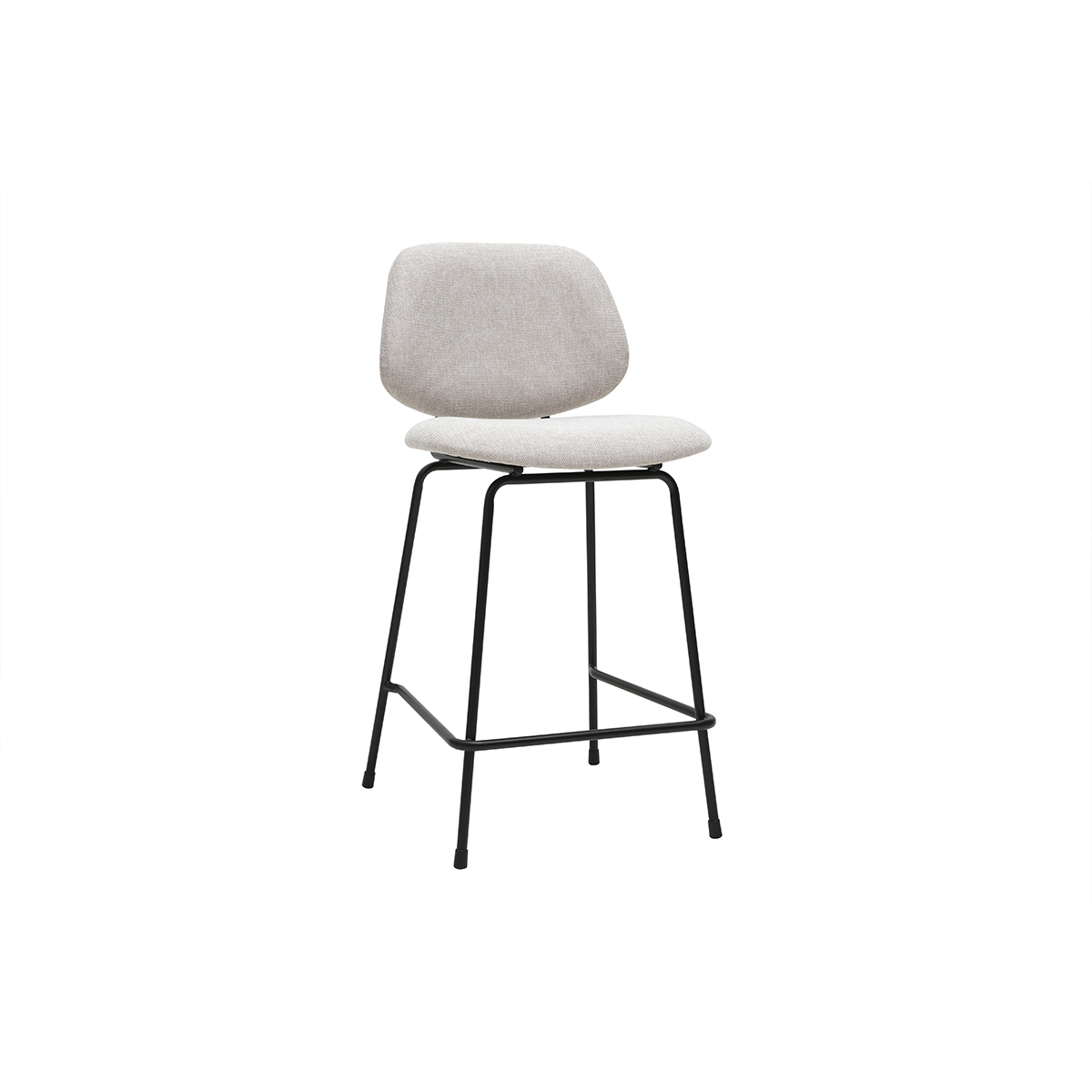 Tabourets de bar en tissu effet velours texturé terre brûlée et métal H66.5 cm BARNET (lot de 2) beige, MILIBOO