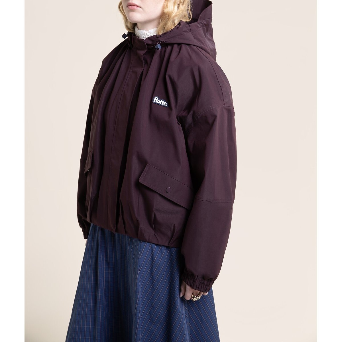 Veste imperméable à capuche amovible, GARANCE cassis, FLOTTE