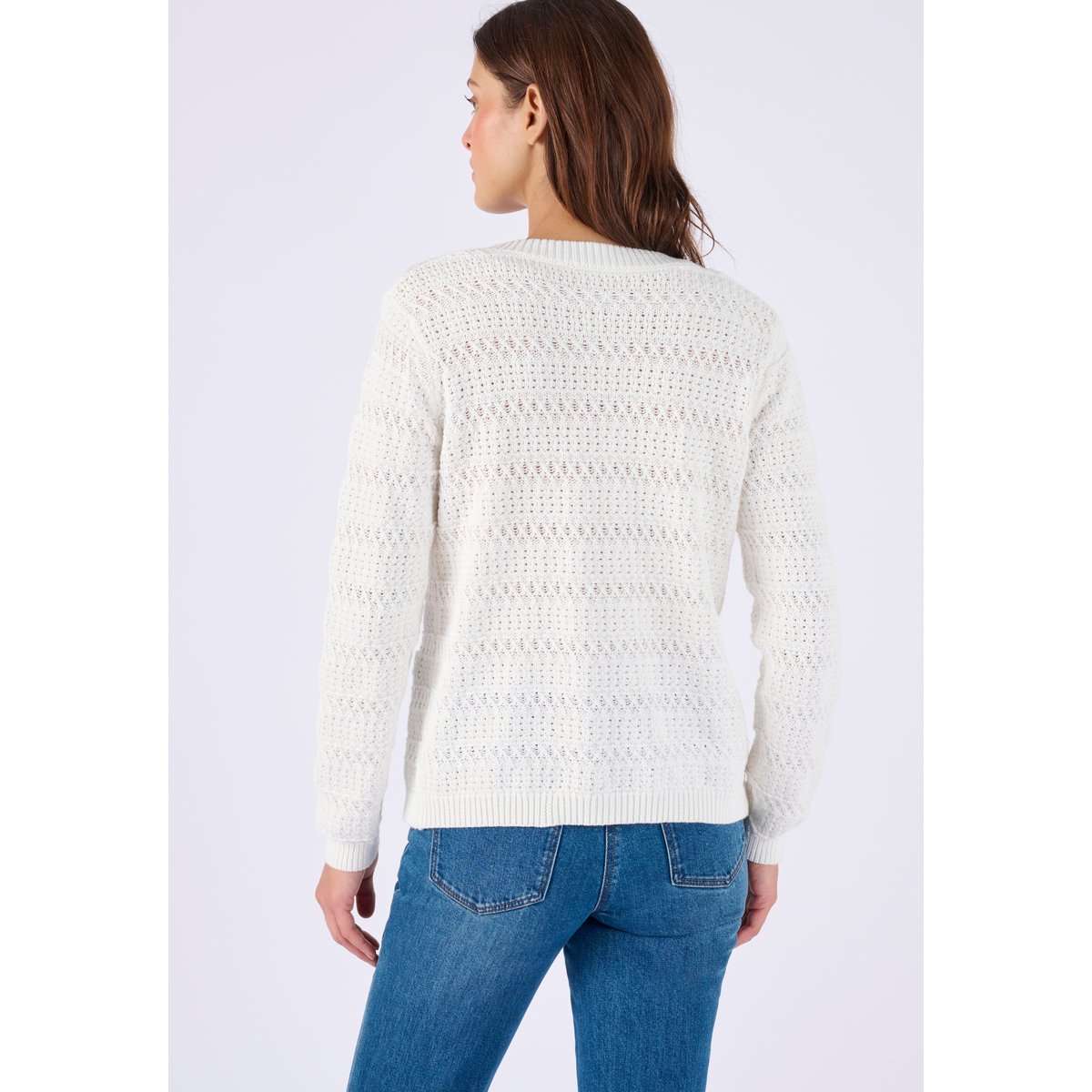 Cardigan court jeu de maille blanc cassé, DAMART