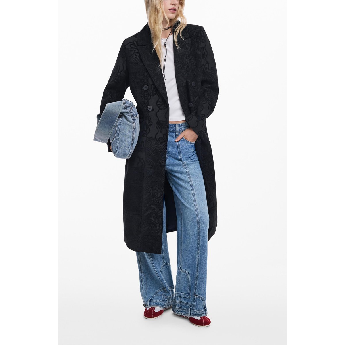 Manteau noir texturé noir, DESIGUAL