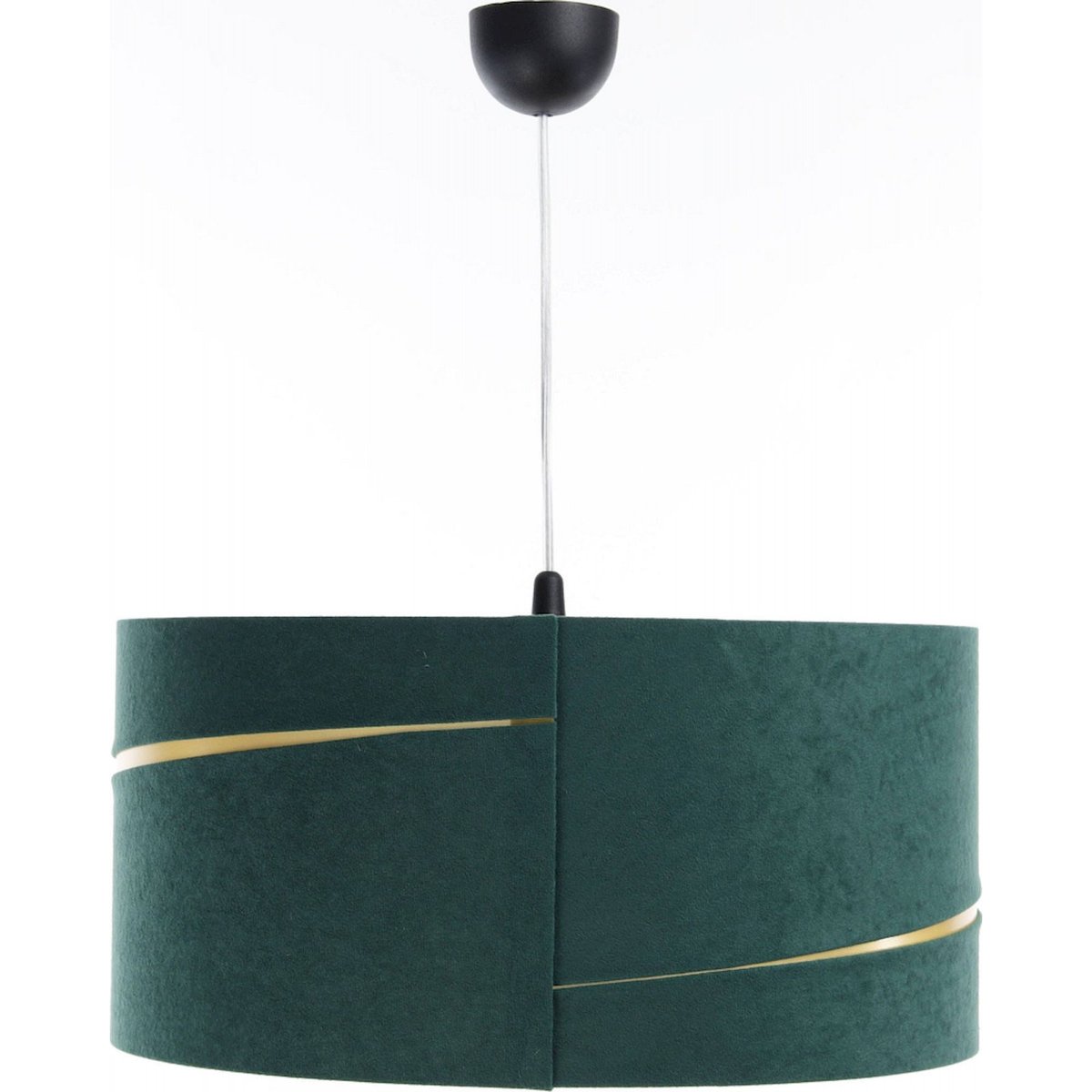 Suspension en tissu, SWING abat-jour en satin microfibre vert, liseret doré et intérieur doré, BPS KONCEPT