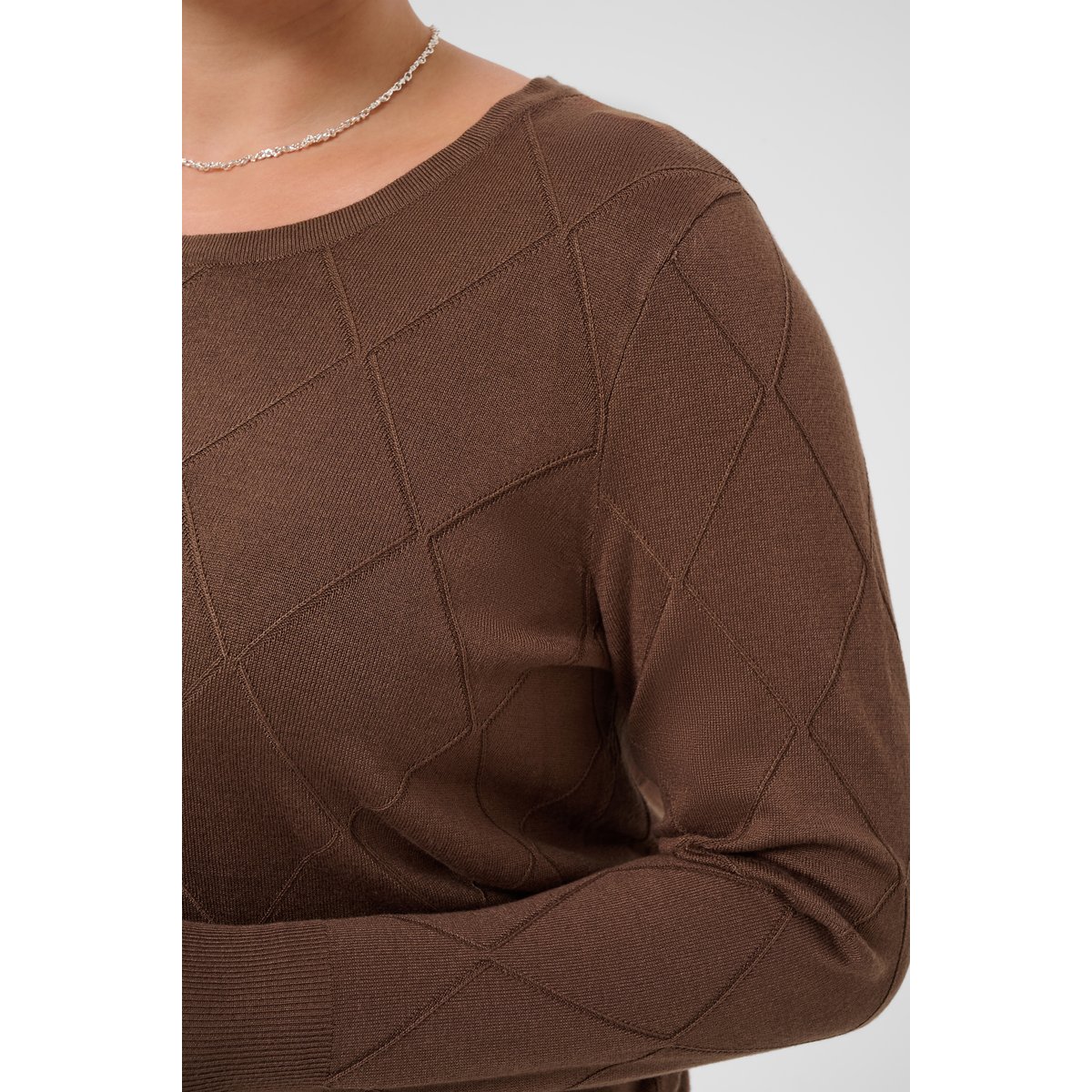 Pullover tricoté vert carafe, KAFFE CURVE