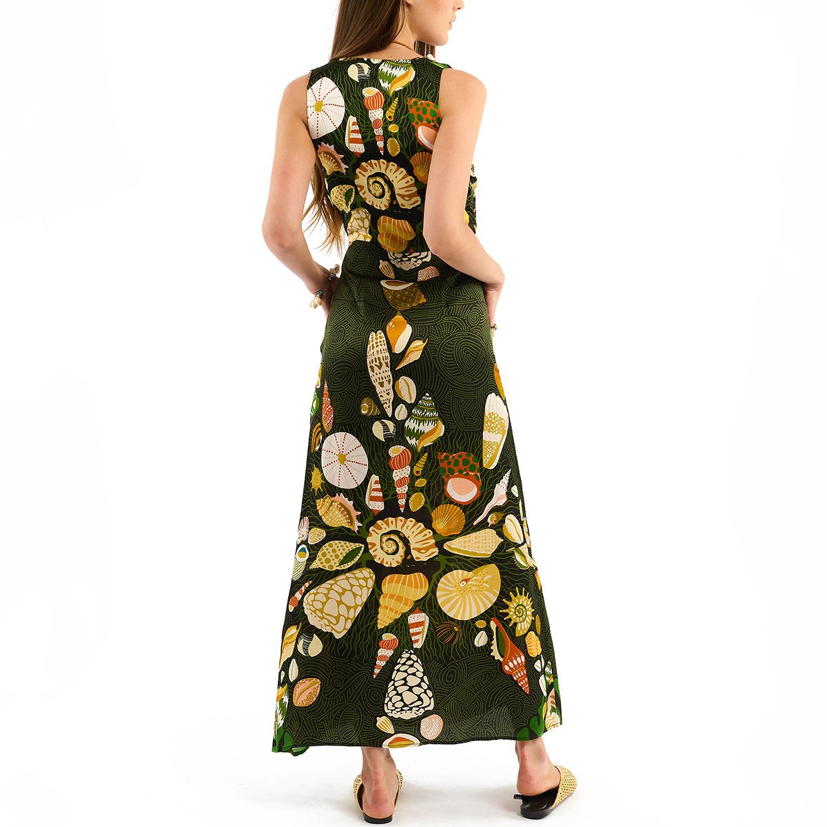 Robe longue ajourée avec motifs SOLEMAR noir, WILD