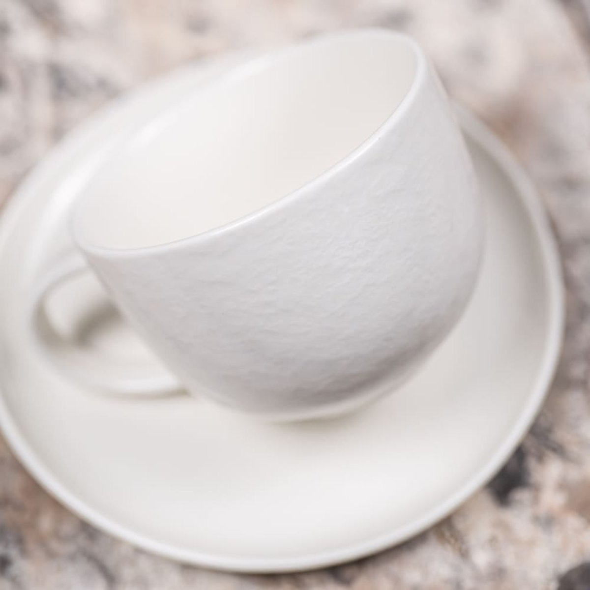Tasse et sous-tasse à thé Ecume 22 cl (lot de 6) blanc, TABLE PASSION