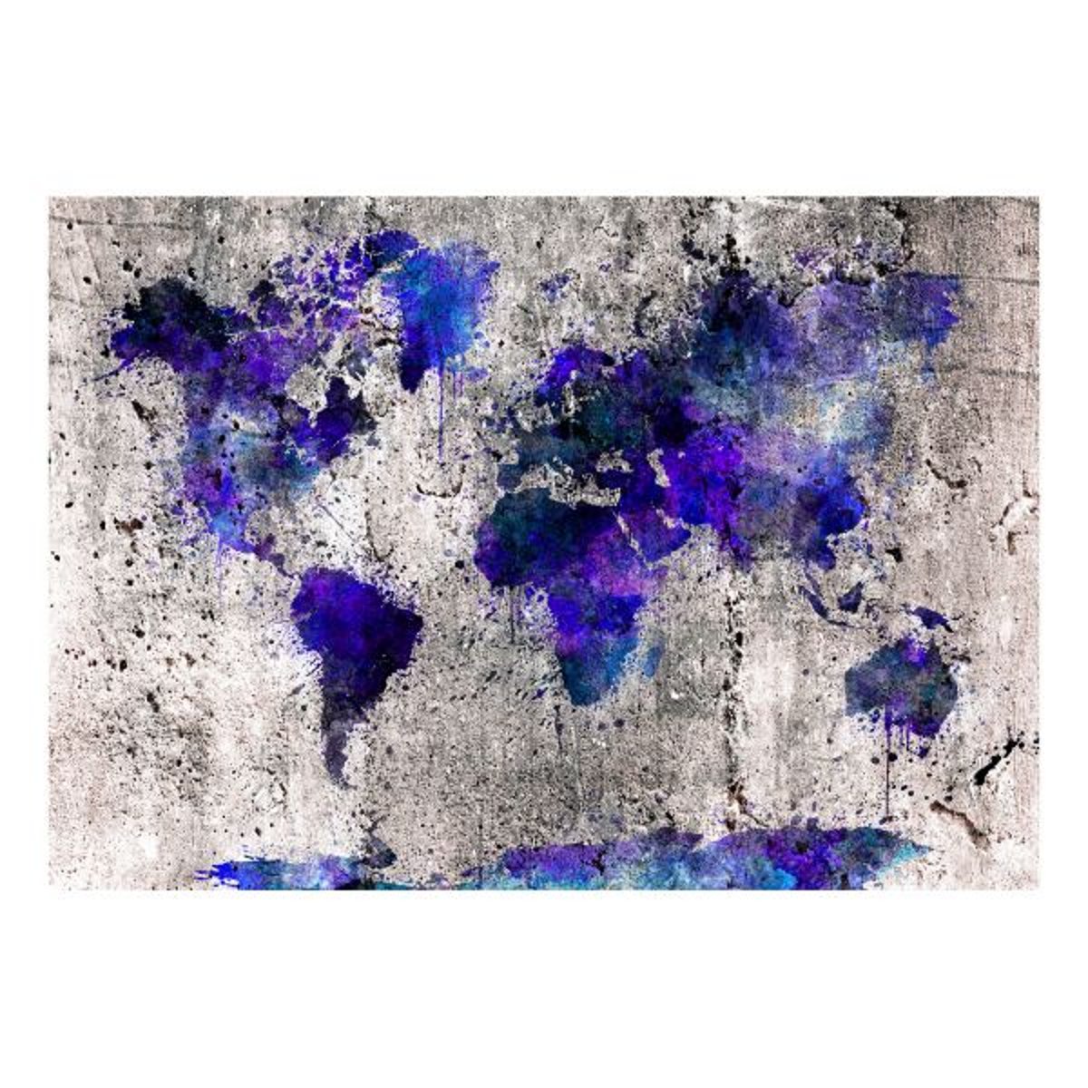 Papier peint intissé panoramique Carte du monde World Map: Ink Blots violet, EDEN