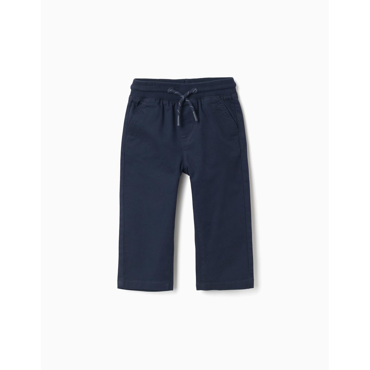 Pantalon ajusté en sergé avec cordon de serrage bleu foncé, ZIPPY