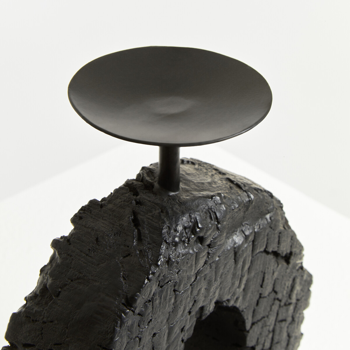26cm Fidel Charred Black Mango Wood Log Candle Holder black, FIFTY FIVE SOUTH