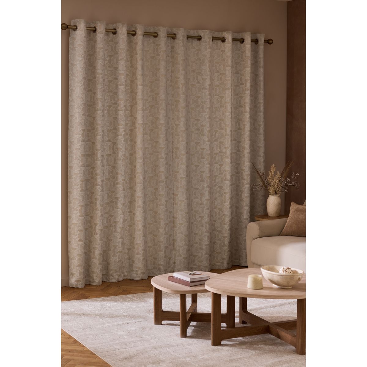 Rideaux confortables à œillets en jacquard naturel, NEXT