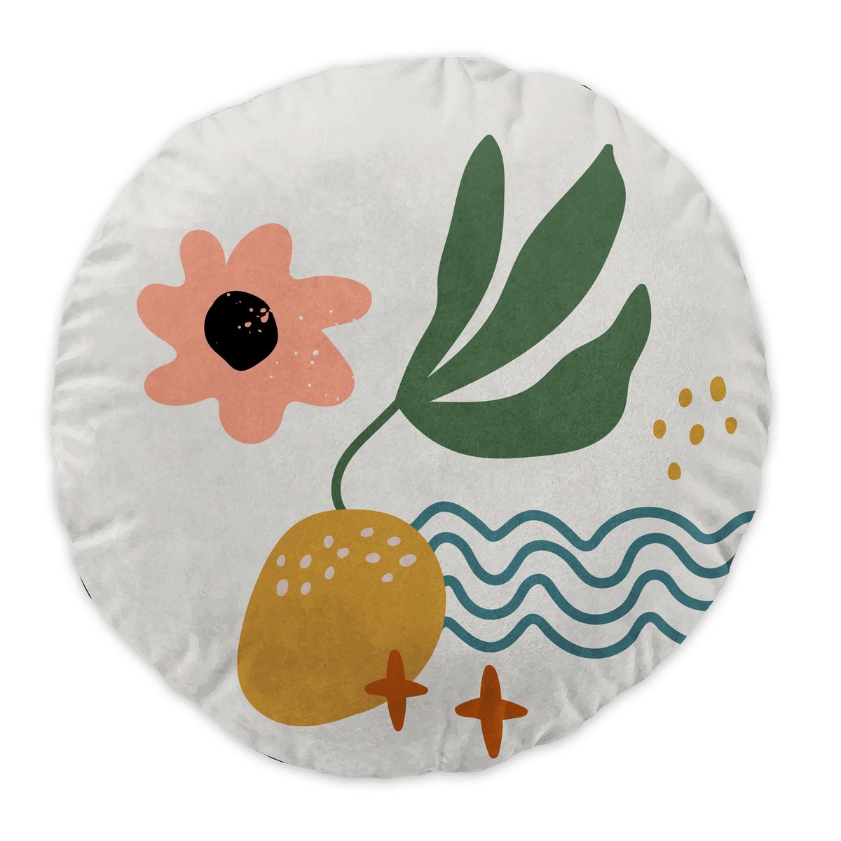 Coussin rond dessin d'enfant blanc, EDEN