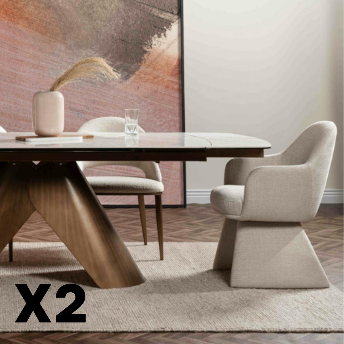 Fauteuil de table beige à assise rembourrée (lot de 2) TREVI beige, PIER IMPORT
