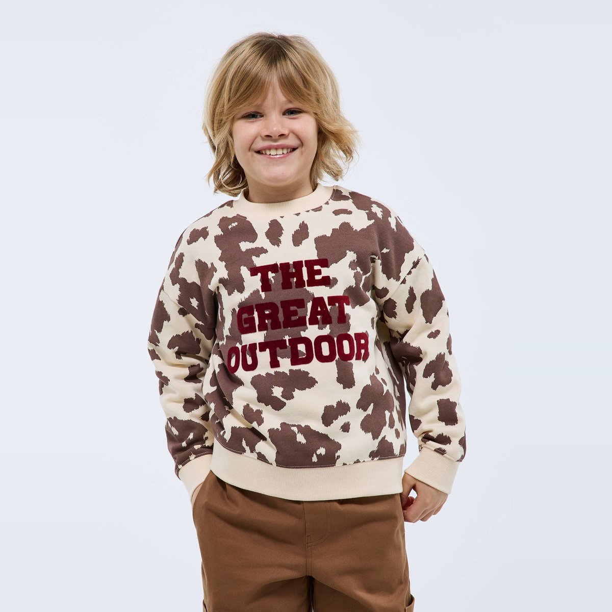Sweat imprimé en coton BIO GOTS naturel, MONOPRIX