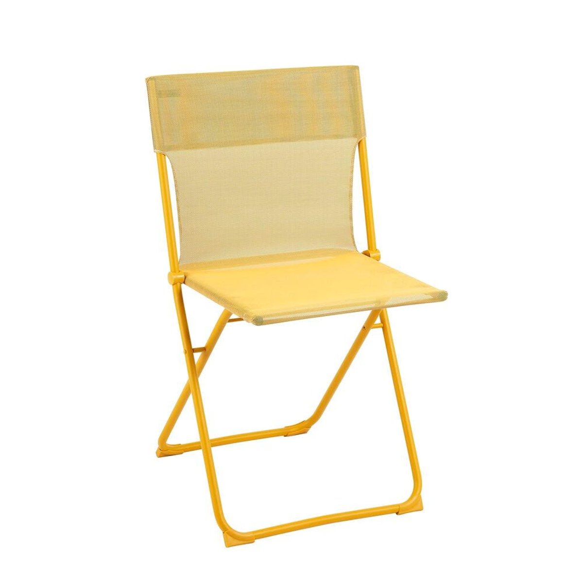 Ensemble 1 table rectangle, 6 chaises pliantes ultra-compactes - BALCONY jaune miel-miel, LAFUMA MOBILIER